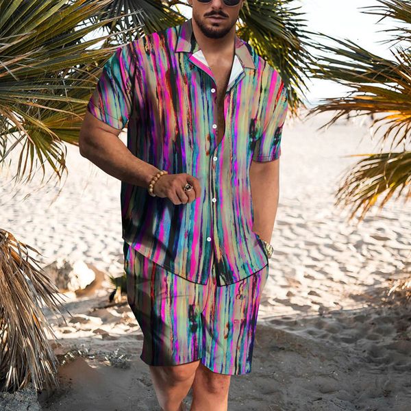 

men's tracksuits summer hawaii casual beach men's shirtshorts pants 3d brand print daily vacation fashion male two outfit s-4xl ov, Gray