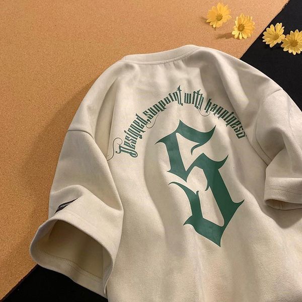 

mens tshirts european and american trendy brand trendy short sleeved tshirt male oversize heavy all match american high street half sleeved, White;black