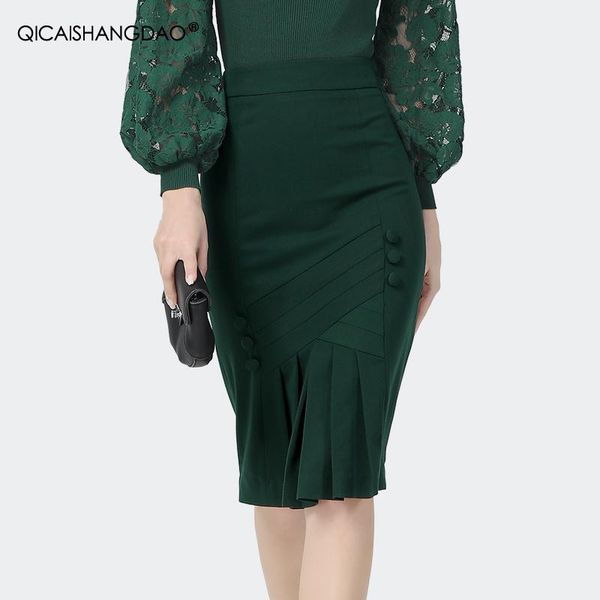 

dresses midlength skirts elegant slim solid pleated high waist office ladies pencil skirt 2022 spring summer fashion female bottoms, White;black