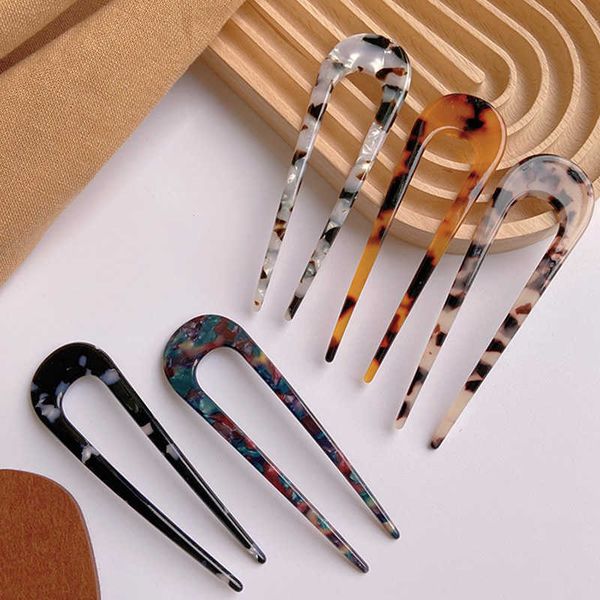 

hairpins 12 colors hair sticks acetate u shape headbands headwear women elegance lady hairpins fashion hair clips hair accessories gifts w04, Golden;silver