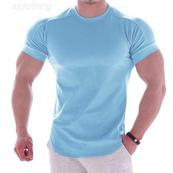 

gym t-shirt men short sleeve casual blank slim t shirt male fitness bodybuilding workout tee summer clothing 220531 2xfu4, White;black