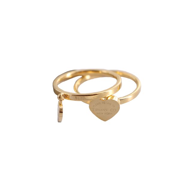 

light luxury famous designer double ring ring gold, Silver