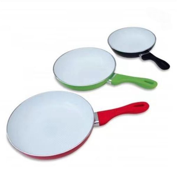 

24cm Wholesale 20cm 28cm Aluminum Based Ceramic Coating Pants with Lids Colorful Fryer Non-stick Pan Suit for Induction Cooker Customize Color