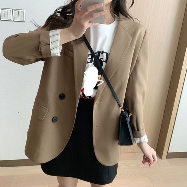 

women's suits blazers lucyever autumn coat korean style notched single breasted outwear ladies basic long sleeve office blazer 230418, White;black
