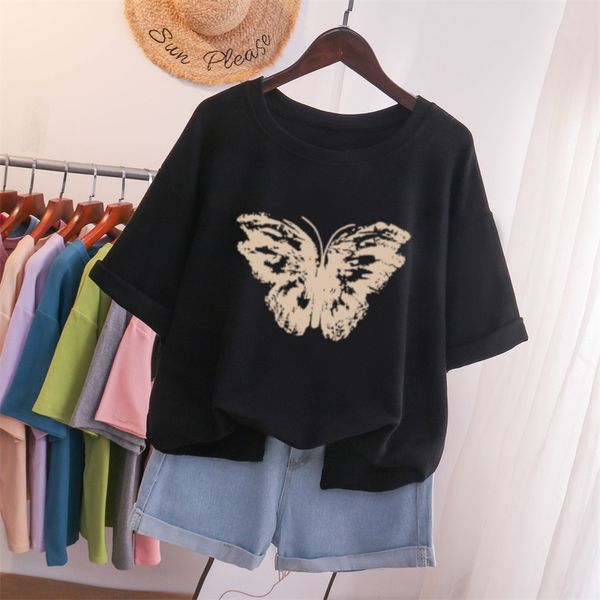 

women's t-shirt ebaihui plus size t shirt 100% cotton l-5xl tshirt short sleeve women summer print t shirt o neck oversized t shirts 23, White