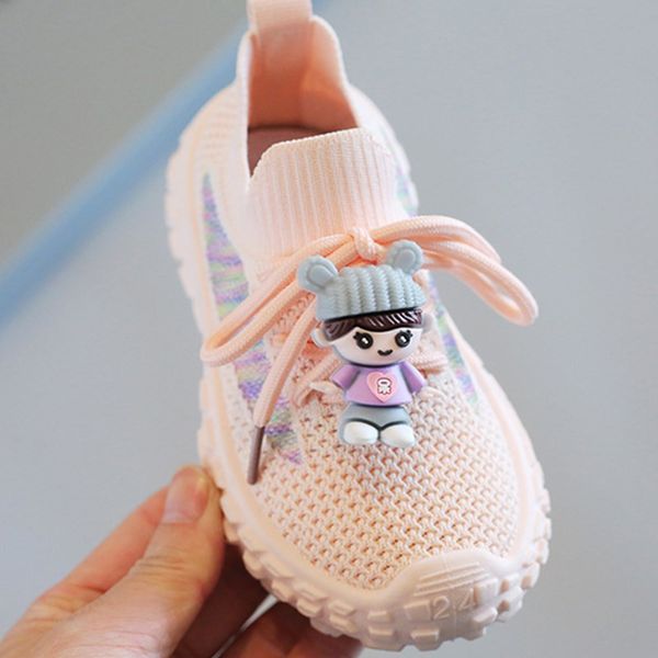 

kids sneakers spring style boys running shoes girls casual shoes children cartoon flying weaving mesh face soft sole baby first walking shoe, Black;red