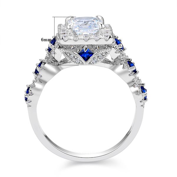 

3 pcs wedding rings set for women 925 silver 2.6ct princess cut white blue aaaaa cz luxury bridal engagement ring fine jewelryrings