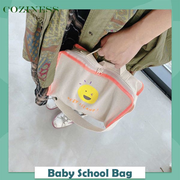 

backpacks canvas small school bag single shoulder cartoon printing contrasting color messenger bag fashion with belt children's book ba