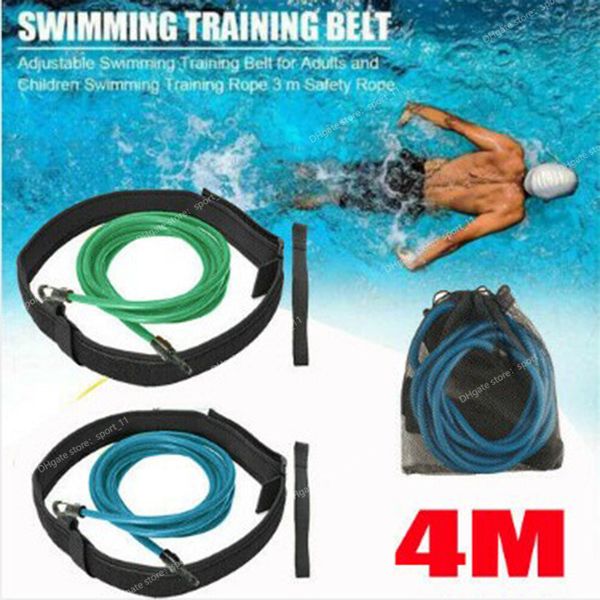 

4m adjustable swim training resistance belt elastic rope swim pool safety training band latex tubes exerciser swimmingpool accessories