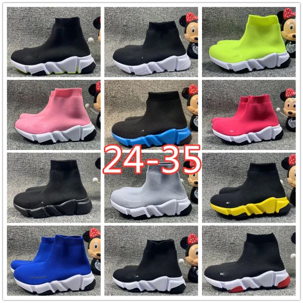 

kids shoes girl boy slip on shoes sock boot shoe kids running sport sneakers fashion soccer boots da, Black