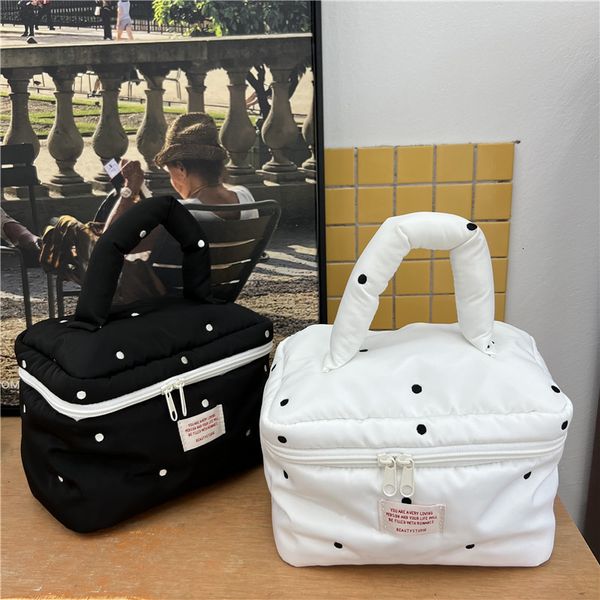 

cosmetic bags cases hylhexyr wave point makeup pouch cotton nylon flap cosmetic bag travel large capacity brush storage bags 230418