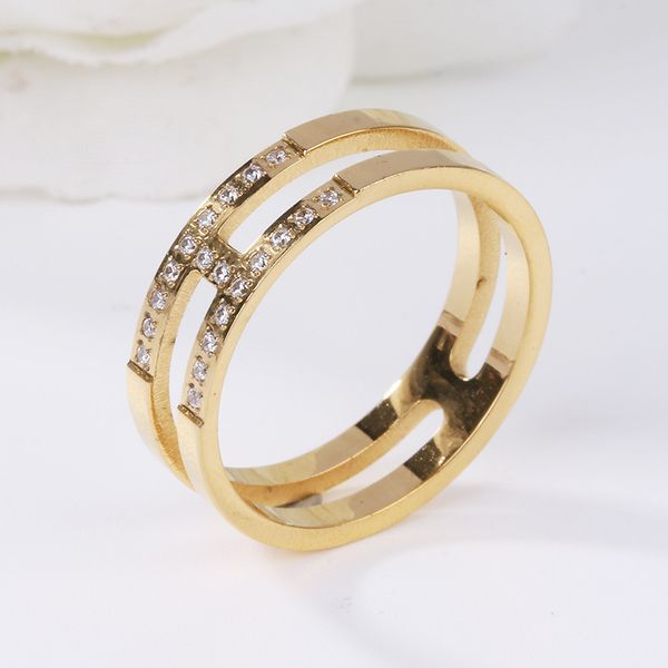 

luxury women style h letter ring stainless steel rings for gift, Silver