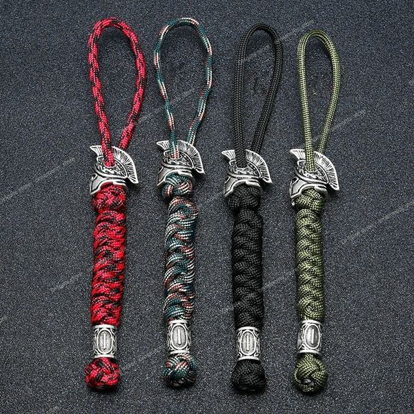 

viking rune bead lanyard keychain outdoor survival paracord rope keychain spartan warrior jewelry handmade car key knife keyring fashion jew, Silver