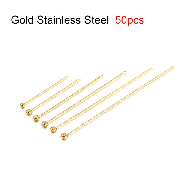 

50-100pcs stainless steel heads eye flat head pin gold silver plated ball head pins findings for jewelry making accessories jewelry makingje, Blue;slivery