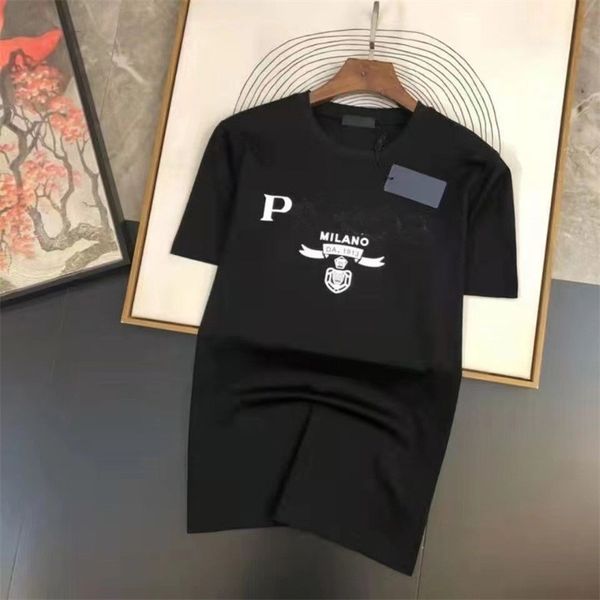 

mens designer t shirt chest letter print short sleeve high street loose oversize casual t-shirt pure cotton for men and women tees, White;black