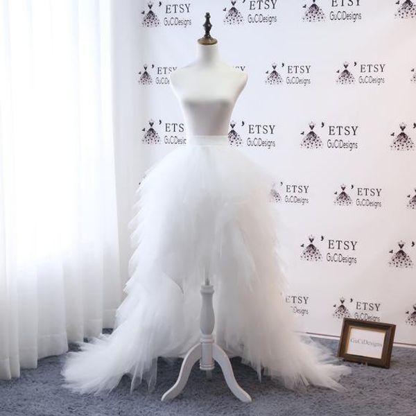 

dresses real p high low tutu layered tulle skirt for women sweep train draped tiered tulle white wedding skirts prom gown custom, White;black