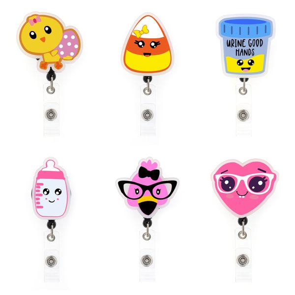 

10 pcs/lot fashion key rings office supply cartoon nursing bottle badge holder for healthcare worker accessories, Slivery;golden