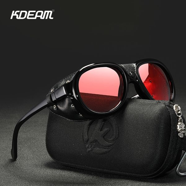 

sunglasses kdeam pilot sunglasses steampunk mirror uv400 glasses men women outdoor driving shades with case 230418, White;black