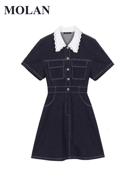 

casual dresses maternity dresses molan kroean woman sweet dress fashion denim england style cute short sleeve lapel solid pockets casual dre, Black;gray