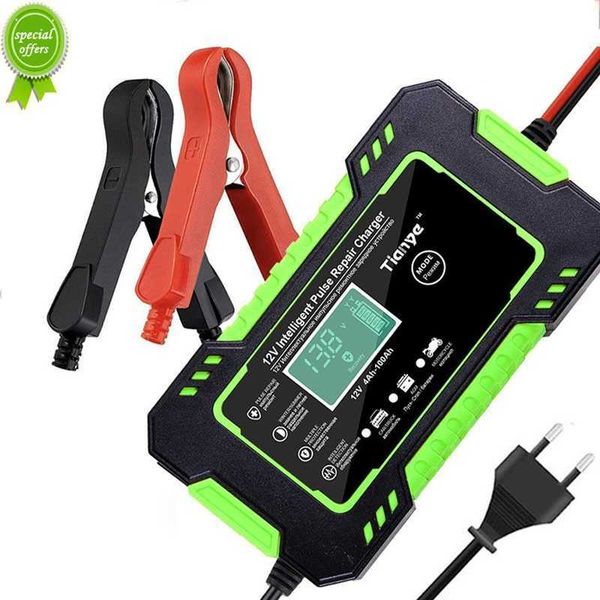 

new 6a 12v car battery charger automotive battery charger agm gel lead-acid pulse repair for auto motorcycle lcd display drop ship