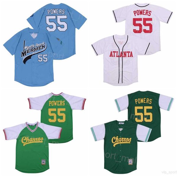 

moive baseball 55 kenny powers jerseys eastbound and down cool base pullover all stitched blue green white team color college cooperstown pu, Black