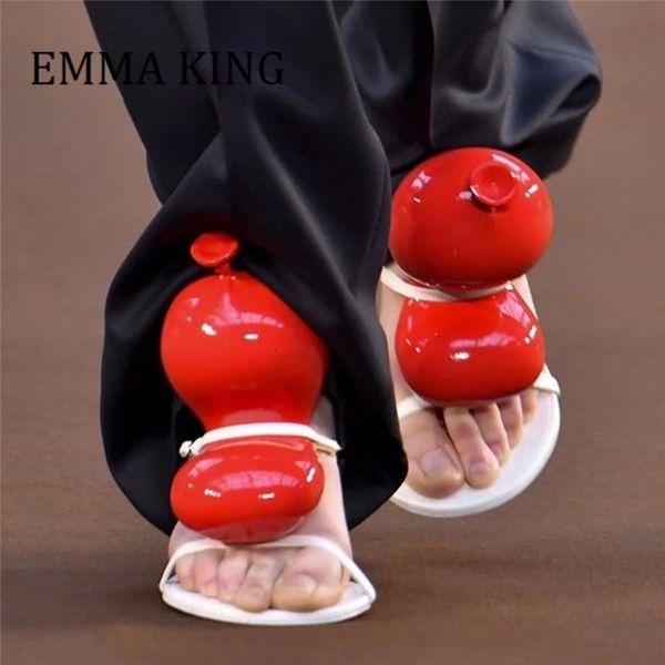 

sandals summer women red balloon sandals female peep toe stiletto heels slip on sandals runway shoes fashion banquet wedding shoes 230418, Black