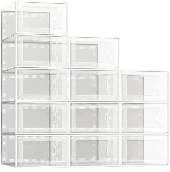 

shoe storage boxes clear plastic stackable shoe organizer for closet foldable shoes containers bins holders 10 pcs