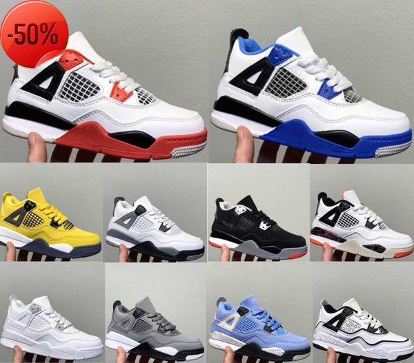 

kids basketball shoes 4s designer chicago cat toddler 4 kid boys girls shoes sneaker black green lights grey military youth baby trainers ch