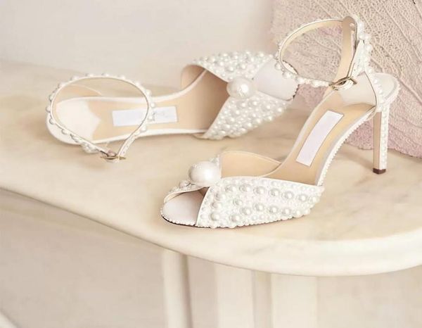 

women wedding dress bride shoes white satin platform sandals with allover pearl embellishment sandal high heel platforms chunky h4852707, Black