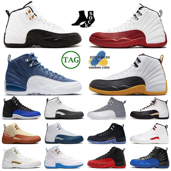 

athletic & outdoor r jmpman 12s men basketball shoes ma maniere cherry hyper royal stone blue dark grey french blue sports sneakers trainers