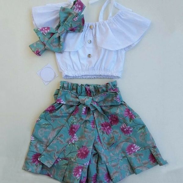 

clothing sets pudcoco toddler baby girl floral outfits clothes tshirt shorts pants 3pcs set 230418, White