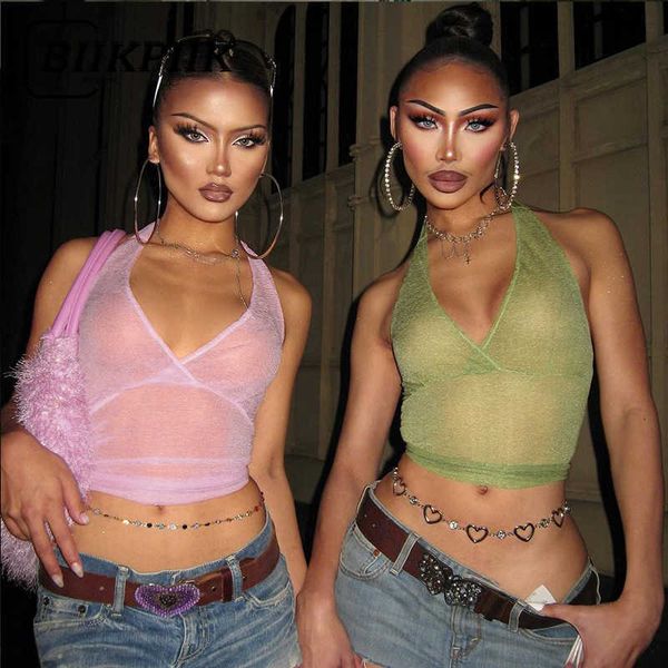 

women's tanks camis biikpiik female vest halter fashion sleeveless v neck see through tanks casual clubwear basic vintage glitter camis, White
