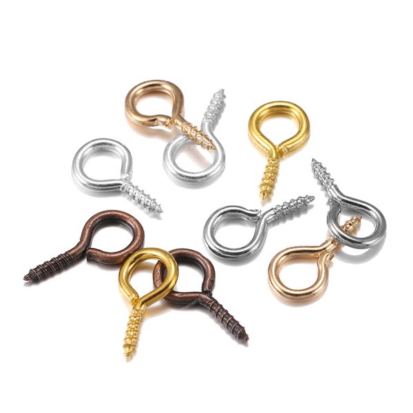 

100-200pcs small tiny mini eye pins eyepins hooks eyelets screw threaded gold clasps hooks jewelry findings for making diy jewelry makingjew, Blue;slivery