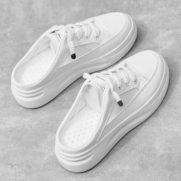 

slippers fashion white shoes female style lat-soled wild flat-bottomed summer thin section baotou half slippers 230418, Black