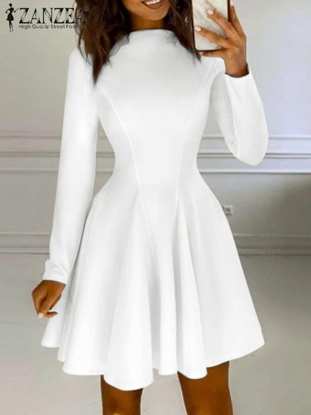 

dresses 2022 spring autumn swing dress women's elegant solid robe zanzea fashion holiday a line vestidos ol french party bodycon dresse, Black;gray