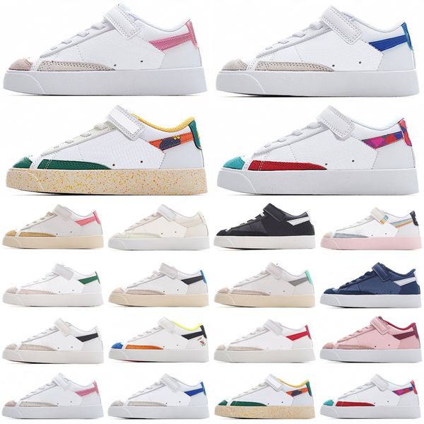 

kids blazers low sports running shoes mid 77 vintage boys girls infant baby child students mid cut mystic navy hyper pink iridescent toddler