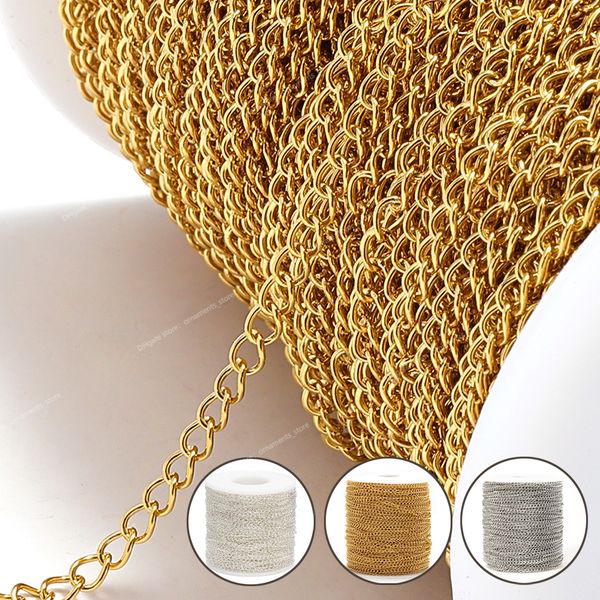 

2meters stainless steel extension chain 2/3/4mm gold necklace chains for bracelet diy chain accessories jewelry making crafts jewelry making, Blue;slivery