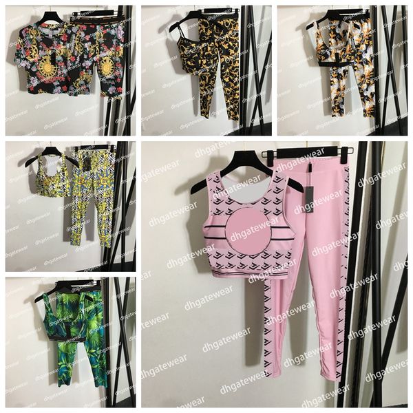 

fashion yoga bra bodysuit designer two piece suits swimwear women halter swimsuit tide printed breathable sport vest