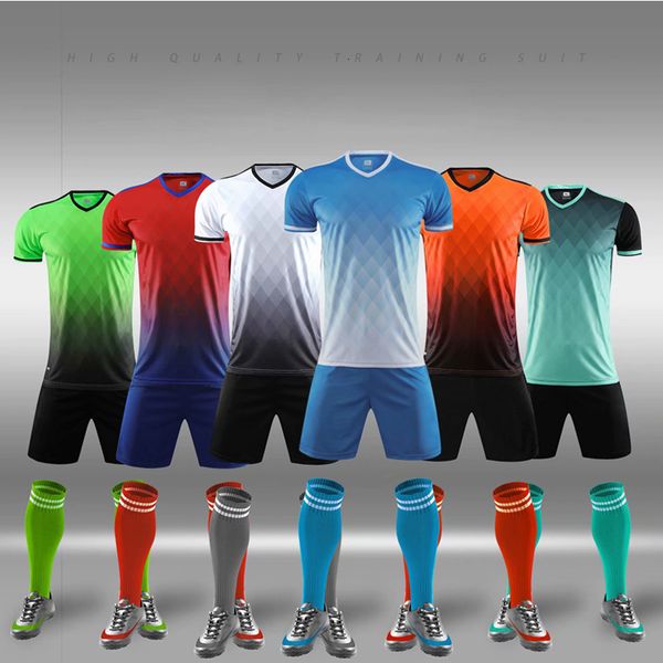 

men's tracksuits football clothes football training clothing adults and kid clothes men boys soccer clothes sets short sleeve tracksuit, Gray