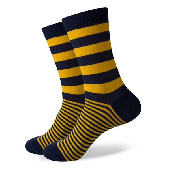 

2023 match-up new men's combed cotton brand man dress knit socks wedding gifts happy socks a2, Black