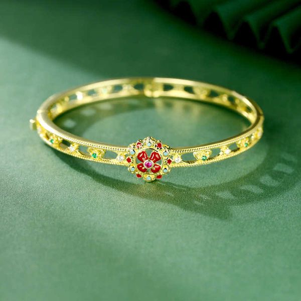 

bangle design 925 sterling silver inlaid with turquoise fashionable zircon middle ancient enamel imperial concubine bracelet, Black