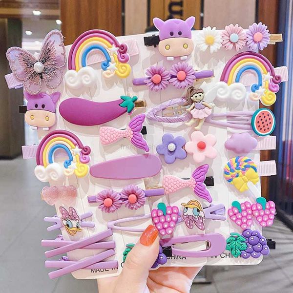 

14pcs/set hair accessories candy cloud lollipop side clips for girls cute rainbow barrettes hairbows fashion children accessories1, Slivery;white