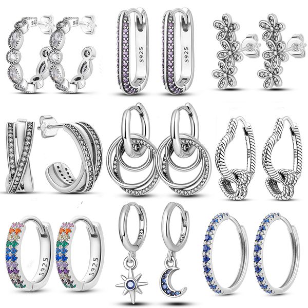 

trend stud earring for women fashion daisy flower geometric round circle shape earrings stud female silver 925 zircon jewelry earringsstud e, Golden;silver