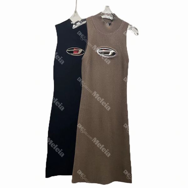 

luxury brand designer dress fashion letter hollow dress slim quick dry womens clothing summer sleeveless dresses for lady, Black;gray