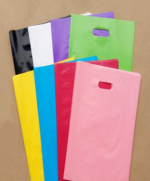 

100pcs 2026cm small pure plain color plastic bags thick shopping jewelry packaging plastic wedding gift bags 7 colors for choos9375619