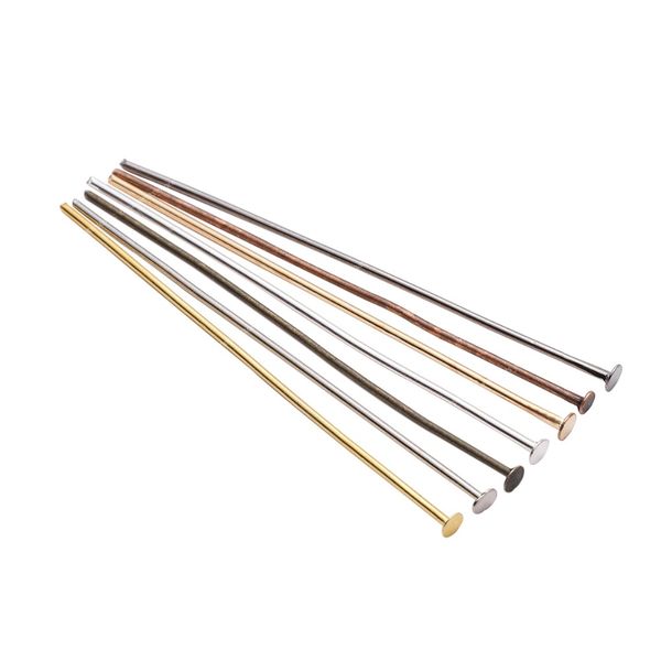 

100-200pcs/bag 20 25 30 40 50 60 70 mm flat head pins gold/copper/rhodium headpins for jewelry findings making diy supplies jewelry makingje, Blue;slivery