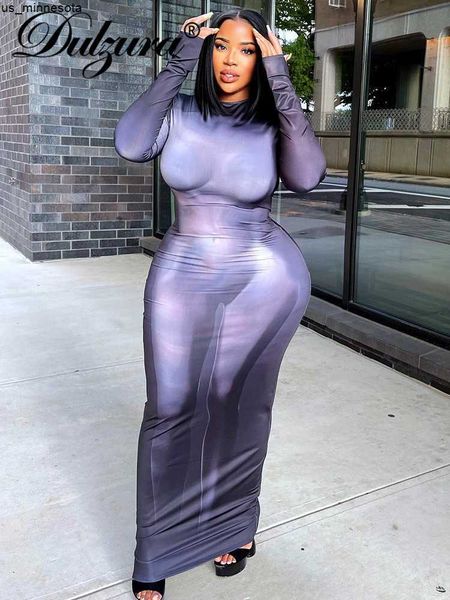 

casual dresses dulzura autumn y2k clothes tie dye print long sleeve oneck bodycon maxi dresses for women 2022 club party elegant outfits j23, Black;gray