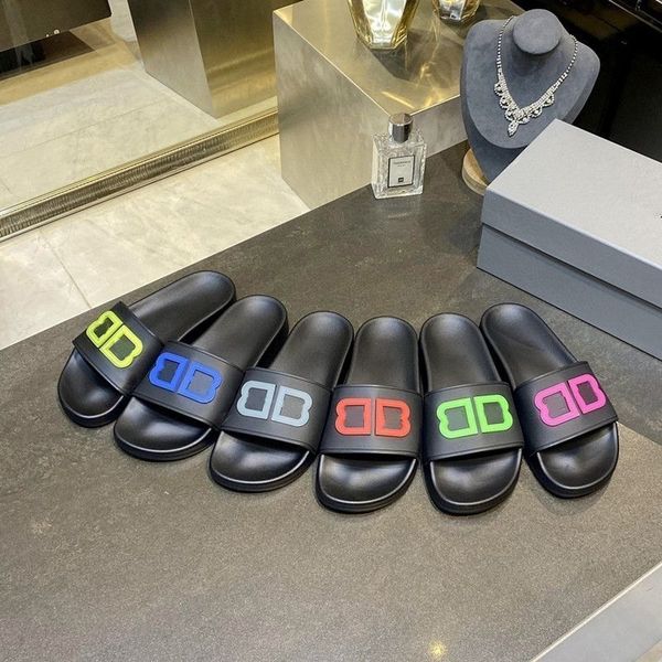 

designer slides mens women slippers letter summer sandals beach slide flat platform ladies sandali bathroom home shoes flip flops striped ca, Black
