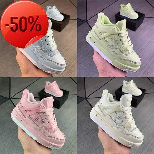 

4s kids jumpman grey pink iv union basketball shoes collection children outdoor sports sneaker sail muslin white black 4 athletic sneakers