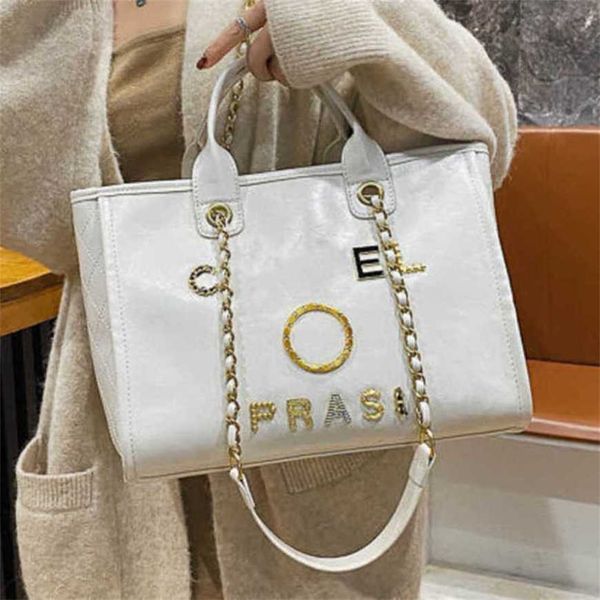 

80% off classics women's luxury handbags beach designers metal pearl letter badge tote bag small leather large female chain wallet back